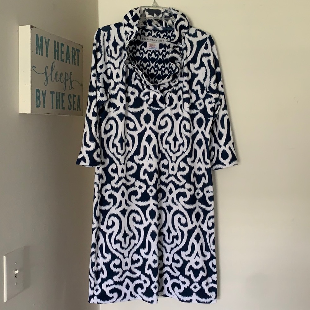 Gretchen Scott ruffle collar shift dress
